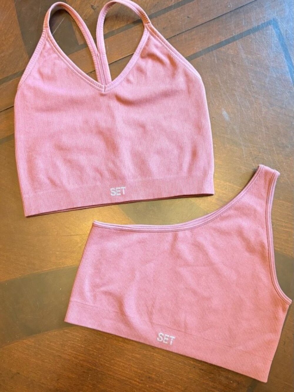 SET Active Ribbed Athletic Tops Bundle (2-Piece Set) - Small